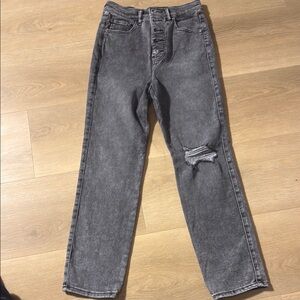 Express High Waisted Gray Distressed Jeans